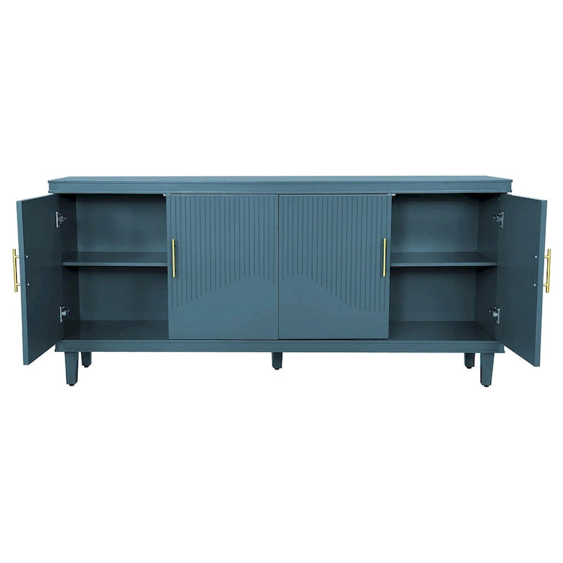 70 Zoll großer Aufbewahrungsschrank mit 4 Türen für Wohnzimmer, Küche, Schlafzimmer und Flur - Olivgrün, Marineblau, Pfauenblau