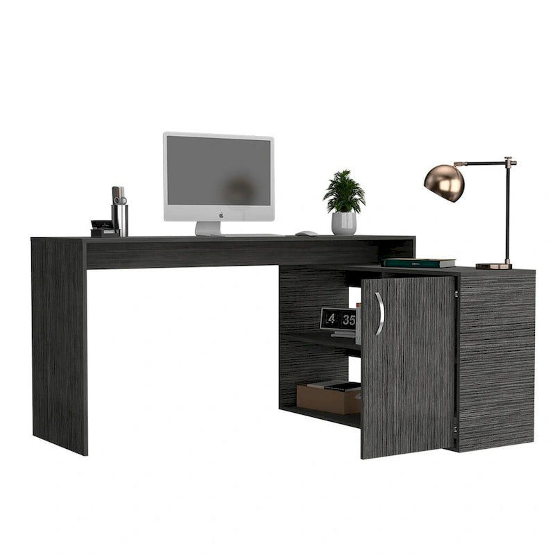 L-förmiger Schreibtisch für Büro, Wohnzimmer, Apartment, Smokey Oak