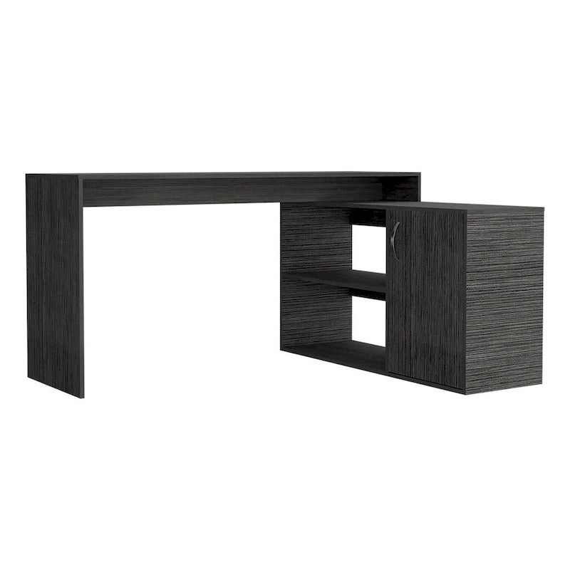L-förmiger Schreibtisch für Büro, Wohnzimmer, Apartment, Smokey Oak