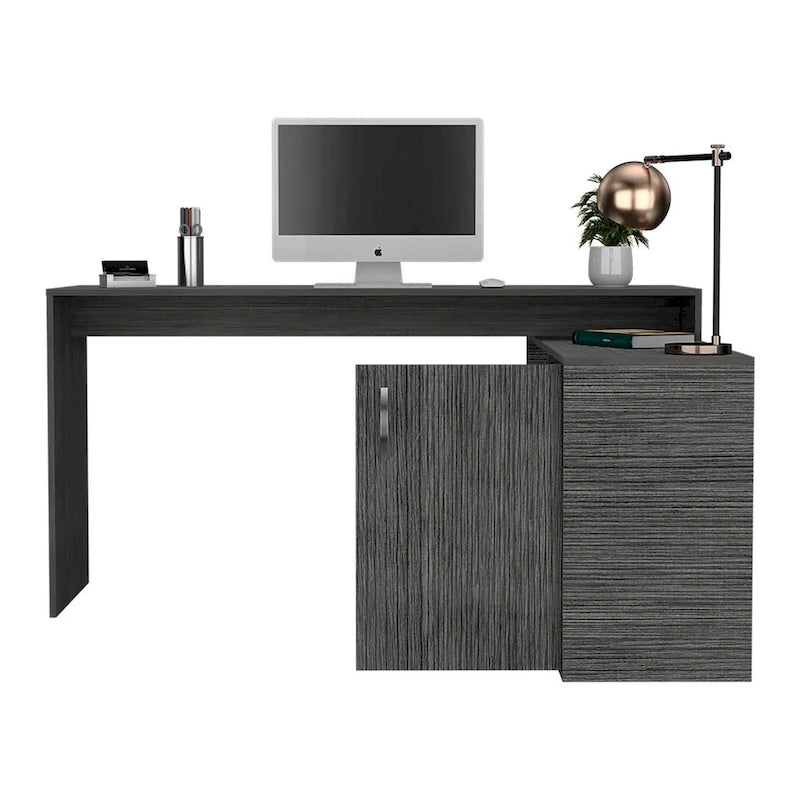 L-förmiger Schreibtisch für Büro, Wohnzimmer, Apartment, Smokey Oak