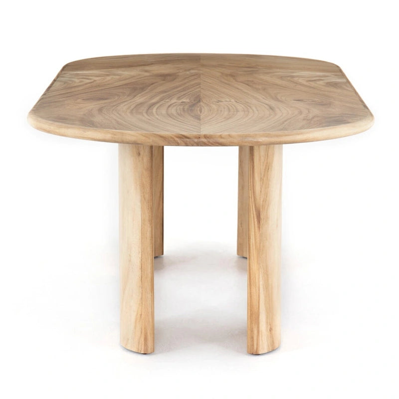 Dining Table with Guanacaste Wood Veneer and Arched Legs