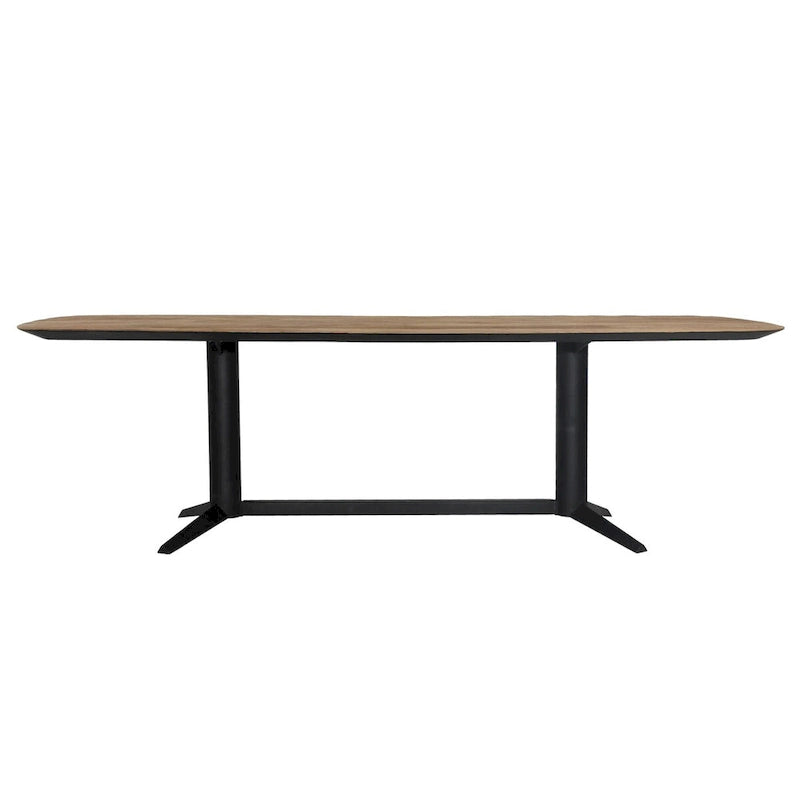 102-Inch Wide Teak Wood Dining Table in Black for 8-10 People