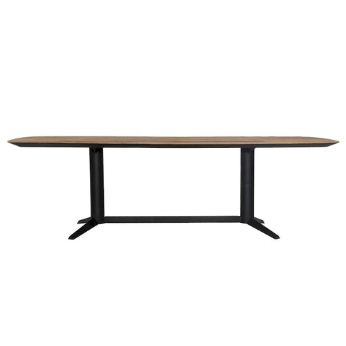 102-Inch Wide Teak Wood Dining Table in Black for 8-10 People