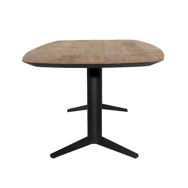 102-Inch Wide Teak Wood Dining Table in Black for 8-10 People