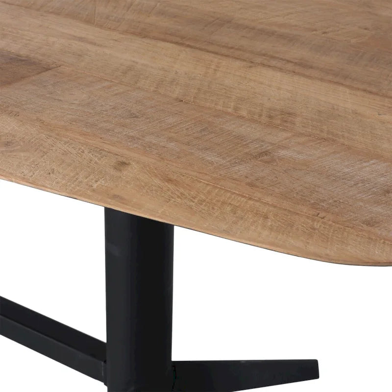 102-Inch Wide Teak Wood Dining Table in Black for 8-10 People