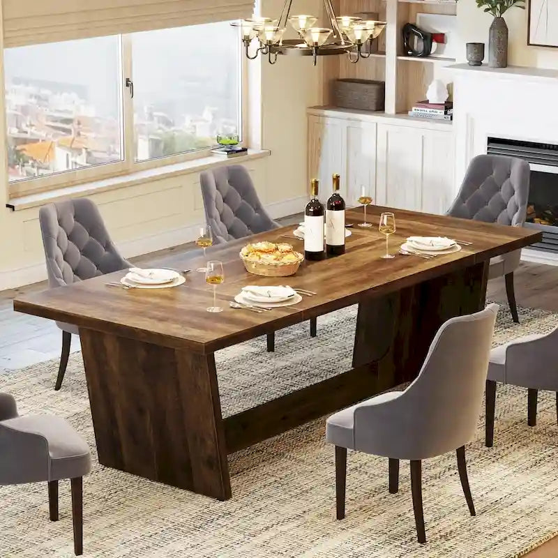 70.87-Inch-Holzesstisch, großer Esstisch für 6-8 Personen, Küchentisch