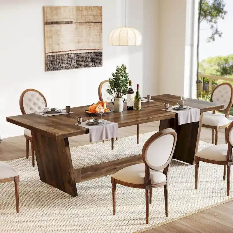 70.87-Inch-Holzesstisch, großer Esstisch für 6-8 Personen, Küchentisch