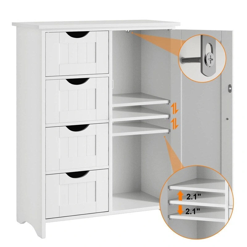 Mobile contenitore freestanding per bagno con ripiani regolabili - 11.9D x 21.9W x 32H