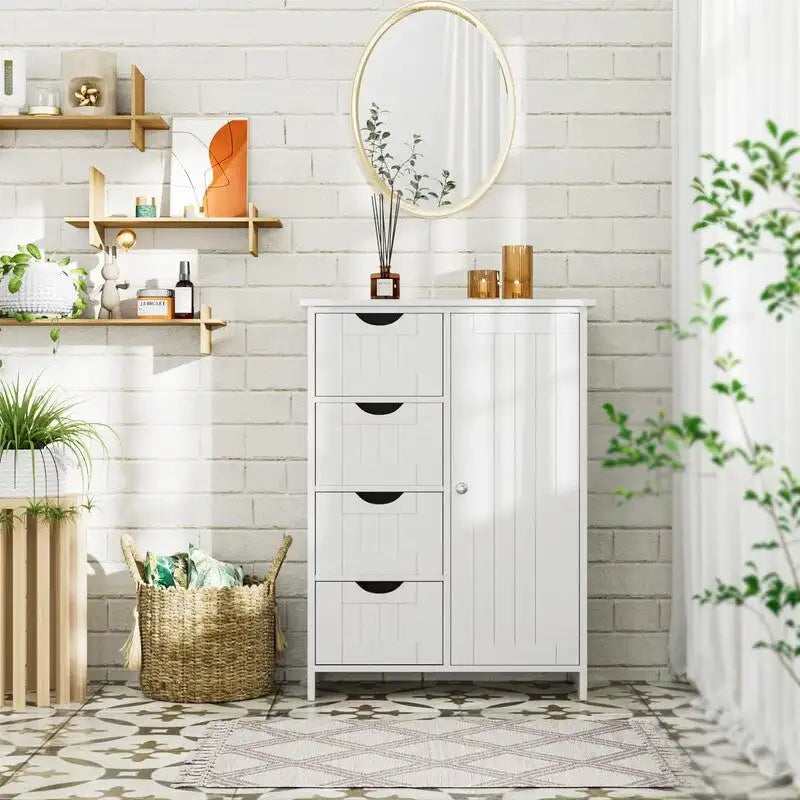 Mobile contenitore freestanding per bagno con ripiani regolabili - 11.9D x 21.9W x 32H