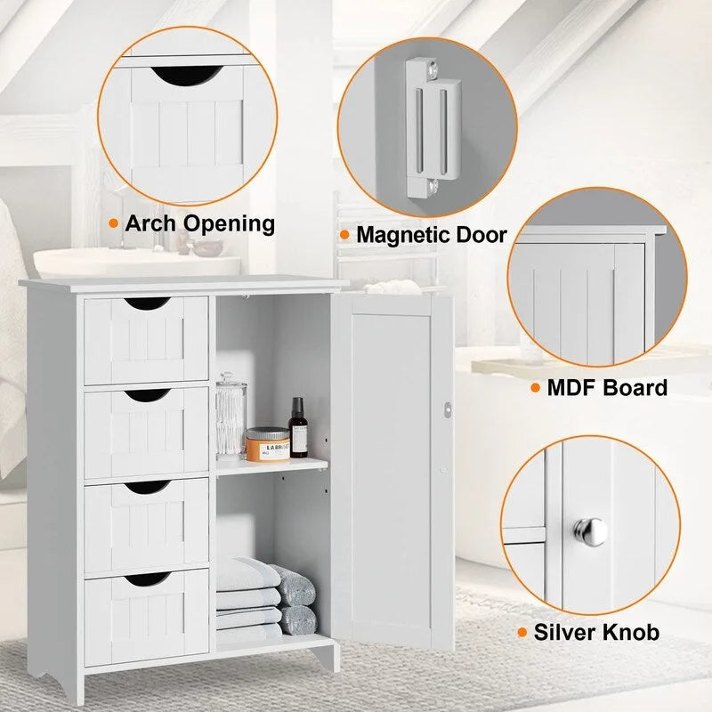 Mobile contenitore freestanding per bagno con ripiani regolabili - 11.9D x 21.9W x 32H