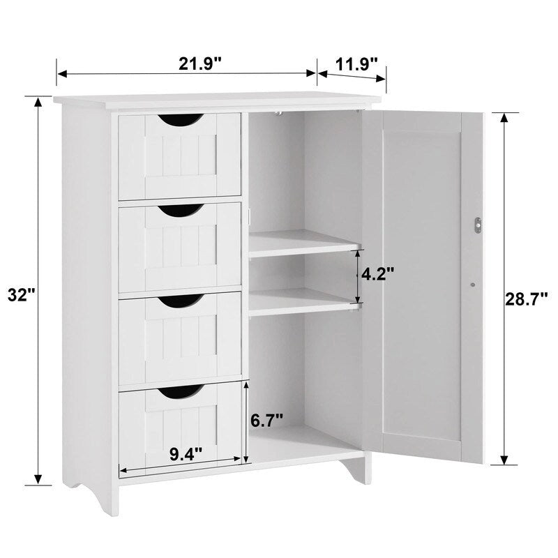 Mobile contenitore freestanding per bagno con ripiani regolabili - 11.9D x 21.9W x 32H